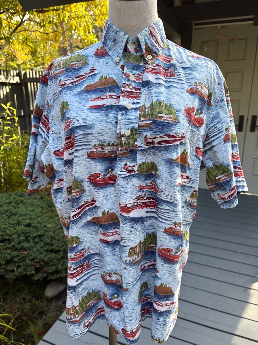 Reyn Spooner Boat-Print Short Sleeve Shirt